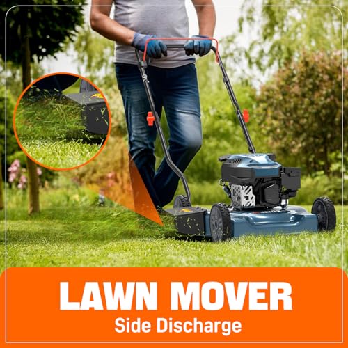 SENIX 20" Gas Lawn Mower, 144 cc Gas Powered Lawnmower, 4-Cycle Engine Walk-Behind Push Lawn Mowers, 3 Position Height Adjustment for Yard and Garden, cortadora de pasto