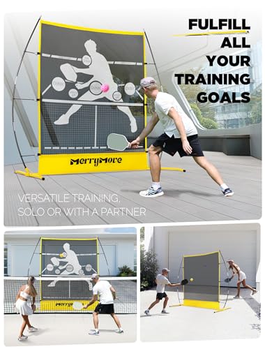 MerryMove Pickleball Practice Rebounder Net: Pickleball Rebounder or 6FT Mini Pickle Ball Net Portable for Outdoor Driveway Backyard and Indoor Garage - 2in1 Trainer for Dink Volley Training