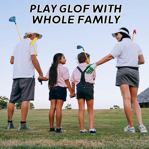 PGM Children's Golf Club Set - Can Hit Real Balls, 3 Pieces Clubs Includes Wood, Iron, and Putter, Great for Beginner Boys and Girls, Instructional Training Set