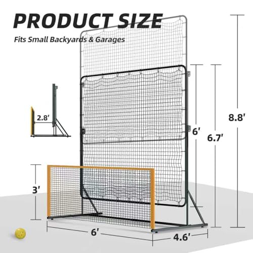 MR Pickleball Rebounder 6’x6’, Adjustable Angle & Height Pickleball Rebounder, Tennis Rebound Net, Pickleball Solo Training Equipment for Dinks Volleys Accuracy Coordination Kitchen Control