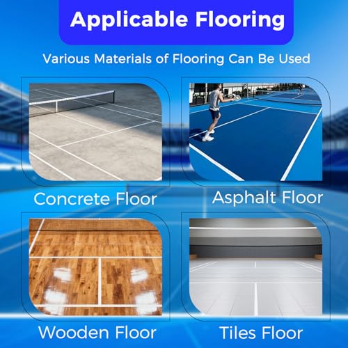 Reusable Pickleball Court Marking Kit, 44x20 Feet Durable Plastic Full-Court Pickleball Court Stencil Kit for Concrete, Instead of Paperboard, Easy Layout with All Accessories Included