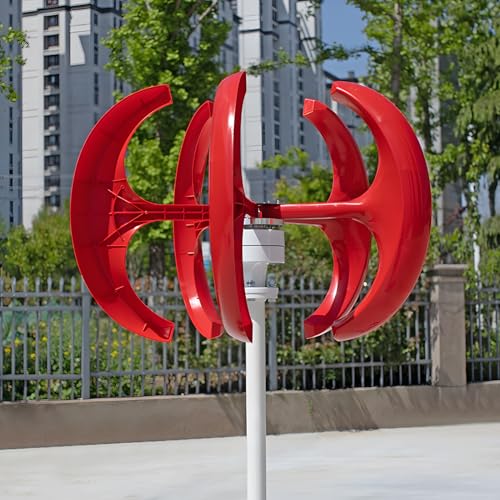 hatleues 1000W Wind Turbines Generator, 12V/24V 5-Blade Wind Turbines Generator Kit, Electromagnetic Electricity Producer Wind Power Generator,2 m/s Start Wind Speed for Farm, RV, Home Red