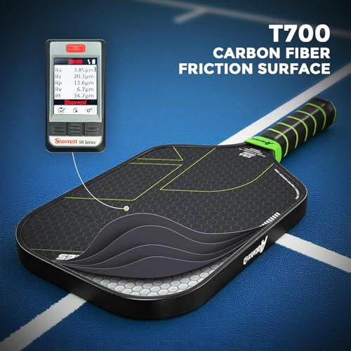 AKS Pickleball Paddle Set of 2 Premium Pickleball Paddles with T700 Raw Carbon Fiber Surface & 16mm Power Polymer Core, USAP Approved Rackets Designed for Ultimate Spin & Consistency - Blackgreen