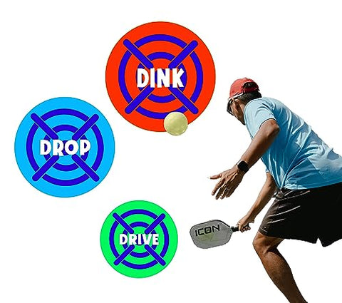 M EXPLORE MOJA Pickleball Rebounder Training: Adhesive Targets for Pickleball - Transform Any Wall Into A Court - Improve Your Game - Set of 3 Removable Vinyl Targets