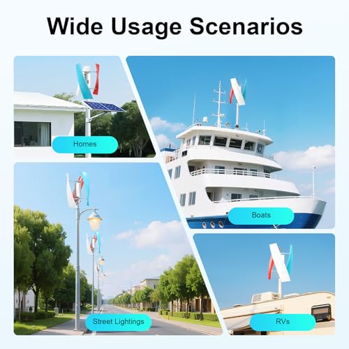 12V Wind Turbine, 400W Wind Power Generator Kit with Electromagnetism Controller, 3 Vertical Fiberglass Blades Wind Turbine Generator, 3-Phase Ac Permanent Magnet Generator for Mobile House, Boat
