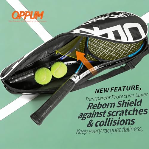 OPPUM PRO-500 Adult Tennis Rackets, 2-Pack Pre-Strung Racquets for Beginners & Intermediate with Carry Bag & 2 Balls, 105 Sq Inch Oversized Head for Women & Men, Arm Friendly Vibration Control