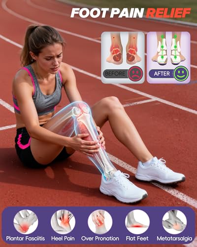 Professional Medium Arch Support Shoe Inserts, Over 230+ lbs Plantar Fasciitis Insoles for Women and Men, Flat Feet Orthotics Insert Athletic Shoe Insole