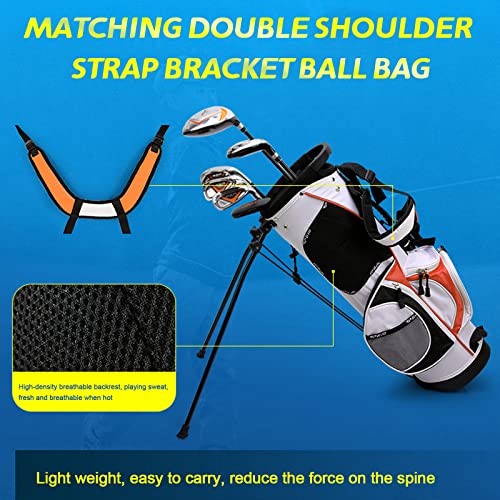 PGM Golf Club Set - 9 Pieces Junior Complete Golf Club Set for Kids Children - Right Handed - Driver(#1), Hybrid, Iron(#7,#9,#S), Putter, Golf Stand Bag
