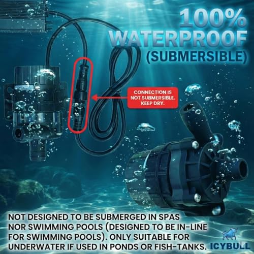 ICYBULL 720GPH Water Pump for Cold Plunge, Quiet In-Line Pump for Chiller System with Speed Controller, Boost Cool and River Mode, 3/4-Inch Barbed Connections. 100% Magnetic Drive.