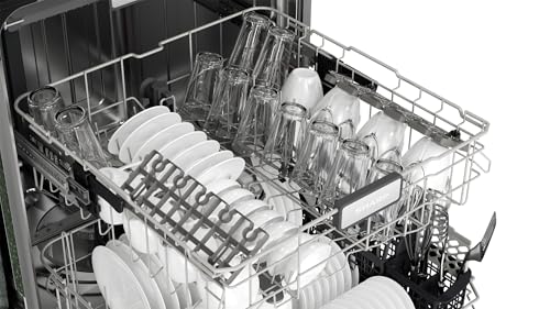 SHARP SDW6757ES Slide-In Dishwasher, Stainless Steel Finish, 24" Wide, Soil Sensors, Premium White LED Interior Lighting, Smooth Glide Rails, Heated Dry Option, Responsive Wash Cycles, Power Wash Zone