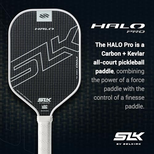 Selkirk Sport SLK Halo Pro Pickleball Paddle | Raw Carbon Fiber Pickleball Paddles with a Rev-Core Power Polymer Core | Designed for Ultimate Spin & Power | Black