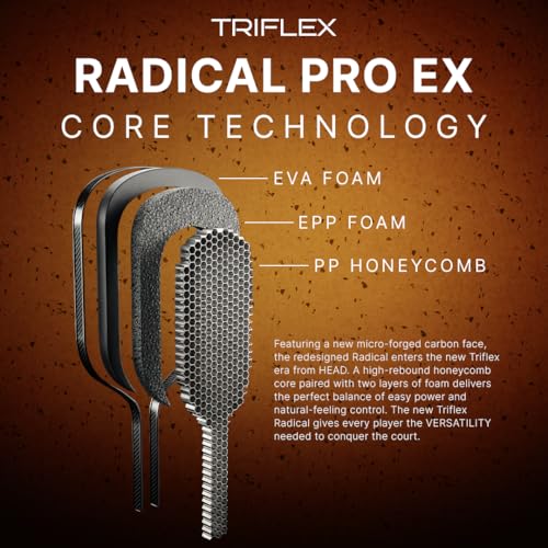 HEAD Radical PRO EX15 2026 Pickleball Paddle - Extended Handle, Triflex Core, Carbon Surface, Advanced Power & Control
