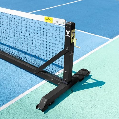 Vermont 360° Freestanding Pickleball Posts [IFP Regulation] – Ultra-Durable, Lightweight & Portable Aluminium Pickleball Paddle Tennis Net Sets (Pickleball Net and Posts, Black, with Weights)