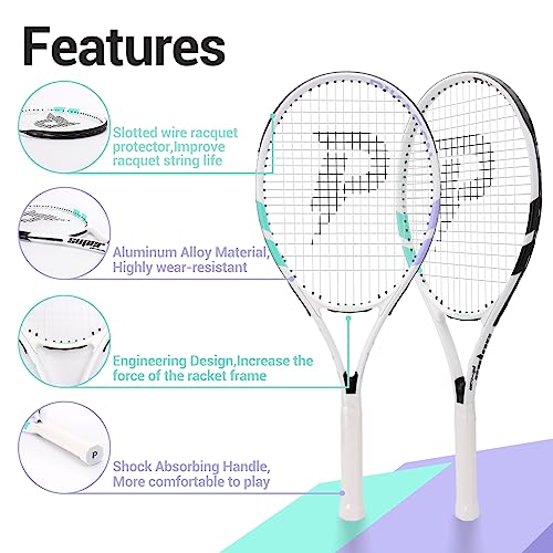 PIKASEN 27 Inch Tennis Rackets for Adult Recreational 2 Players Tennis Rackets Set with 2 Overgrips and 1 Tennis Bag. Perfect for Beginners and Students Training