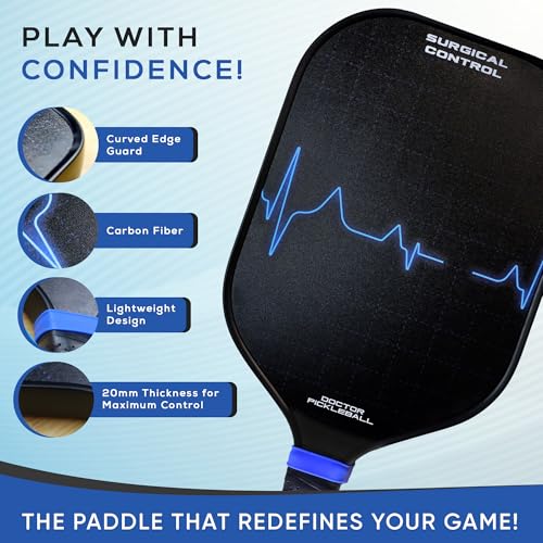 Doctor Pickleball T700 Carbon Fiber Pickleball Paddle with a 20mm Polypropylene Honeycomb Core.