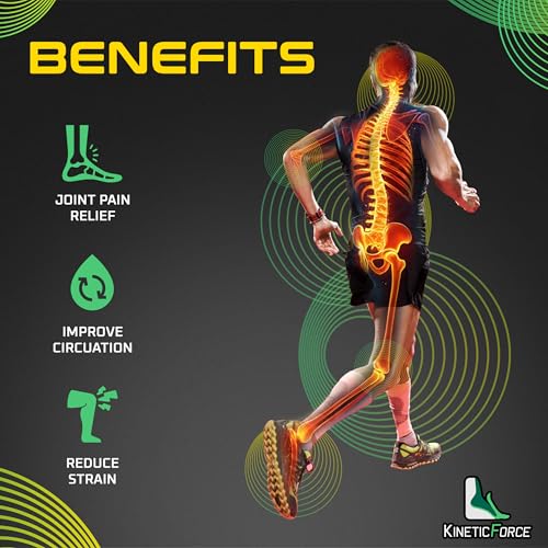 KineticForce Sport Arch Support Inserts for Men and Women - Trimmable Running Insoles - Gel Insoles for Men and Women for Foot Pain (Men's 8-13)