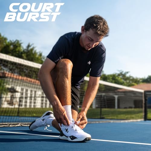 Diadem Court Burst | Men's Pickleball & Tennis Shoes for Stability, Speed, Performance & Comfort, White and Black, US Size M9.5/W11