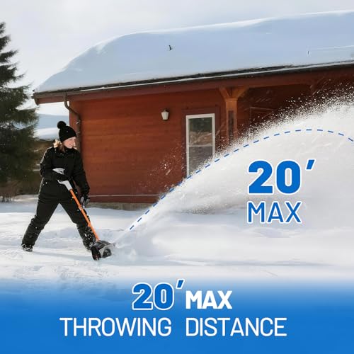 Litheli Cordless Snow Shovel, 20V 12'' Electric Snow Blower for Driveway, Battery Powered Snow Thrower, 4.0Ah Battery Included