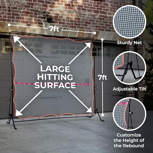 Tourna Rally Pro Adjustable Tilt Rebound Net (7x7 ft) for Tennis and Pickleball, Black