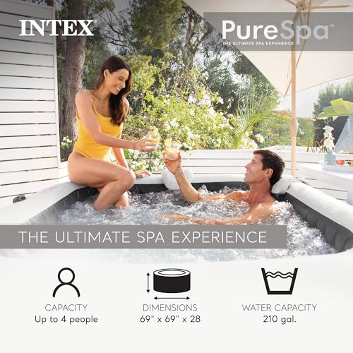 INTEX PureSpa Greystone Deluxe Inflatable Hot Tub, with with Built-in FastFill Inflation System, Spa Control App, and 4 Person Capacity, 83" x 28"