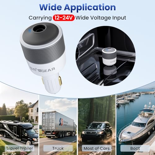 STARGEAR Starlink Mini Car Adapter 12V to 24V DC Step Up Converter with 60W Car Cigarette Lighter Adapter, Starlink Mini 12V Adapters Supports 16 AWG Official 30M, Ideal for RV, Boat, Trailer