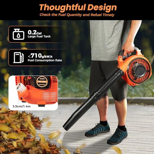 Gas Leaf Blower 26cc Handheld,2-Cycle Leaf Blower Gas,180 MPH,380 CFM,Cruise Control Powerful Gas Powered Blowers,for Lawn Care, Yard Debris & Light Snow