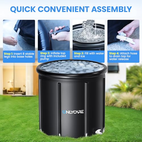 ONLYCARE Upgrade XXL 135 Gal Ice Bath Tub for Athletes - Cold Plunge Tub with Cover - Multiple Layered Cold Water Portable Ice Pod for Therapy Recovery at Home Outdoor Gym Use