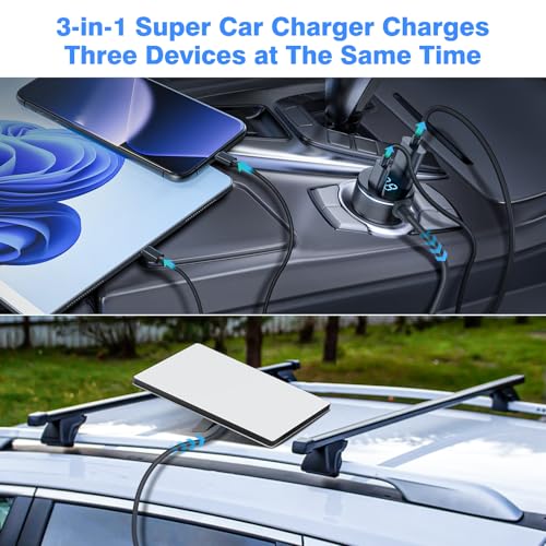 3-in-1 Starlink Mini Cable 10ft/3m, High Speed Charging USB C/USB A Ports, 12-48V Starlink mini car Charger to DC Cable Waterproof Accessorys