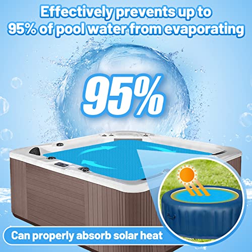 Spa and Hot Tub Cover - 7 × 7 FT 16-mil Square Hot Tub Thermal Insulation Solar Blanket Bubble Cover, 210 × 210 CM