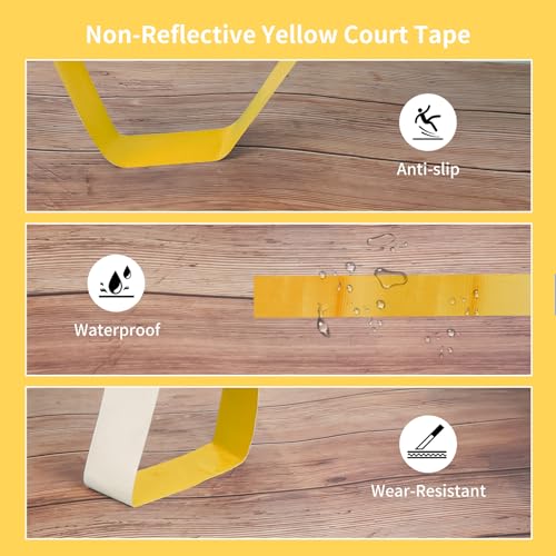 Pickleball Court Tape - 2" x 262 ft, Outdoor Pickleball Marking Kit, Yellow Tape for Temporary Court Lines - No Residue Easy to Apply & Remove - Perfect for Pickleball Court, Gym, Driveway (Yellow)