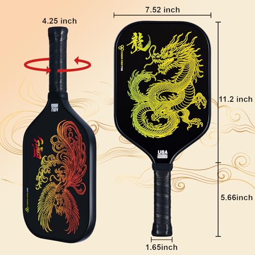 Pickleball Paddles Set of 2 – Lightweight Carbon Fiber Pickleball Paddles, Durable 2 Paddles + 4 Outdoor Balls + Bag, Best for Beginner & Pro