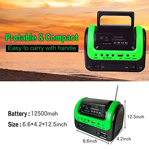Solar Generator with Panel,Solar Power Generators Portable Power Station with Flashlight,Emergency Power Supply for Home Use Camping Hunting Emergency(Green)