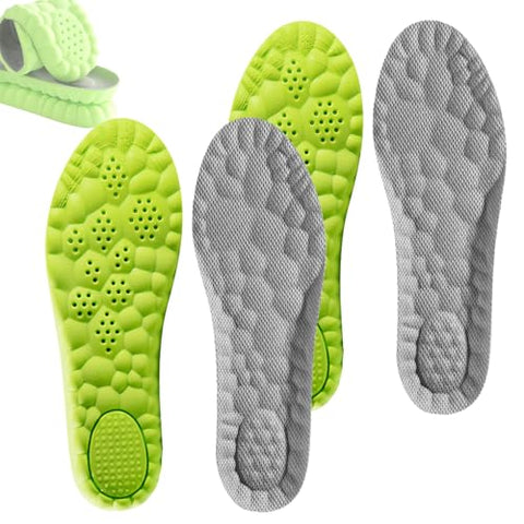 Pickleball Insoles for Men Women, 4D Memory Foam Arch Support Inserts, Breathable Sweat-Absorbent Cushion for Running (2 Pair, Men 5-6 / Women 6.5-7.5)