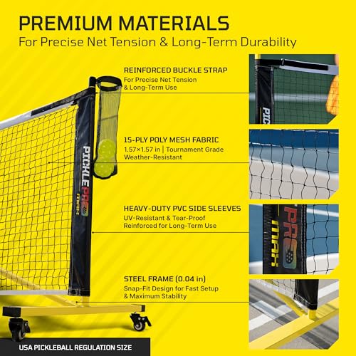 Ultimate Pickleball Set with Regulation Net System – 2 Carbon Fiber Max Thermoformed Paddles with CAS Surface, 4 Outdoor Balls, CourtMark PVC Kit & Paddle Bag – USAPA Approved, Tournament-Grade