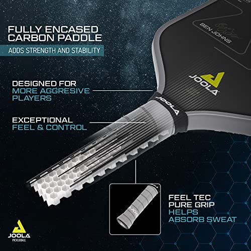 JOOLA Ben Johns Perseus Pickleball Paddle with Charged Surface Technology for Increased Power & Feel - Fully Encased Carbon Fiber Pickleball Paddle w/Larger Sweet Spot - USAPA Approved. 14mm Core