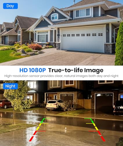 AUTO-VOX Solar Wireless Backup Camera with 5" 1080P Monitor: 5000mAh Battery 2 Mins DIY Installation & 2 Split Screen Back Up Camera, IP69K Waterproof Reverse Camera for Car, Van, SUV, Truck, Trailer