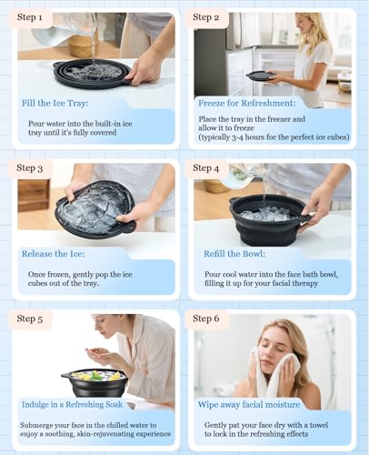 Face Ice Bath Bowl - Silicone Foldable Facial Ice Therapy Basin with Built-in Ice Tray, Cold Plunge Bowl for Skin Tightening, Puffiness Relief & Glowing Skin, Idea for Home & Travel