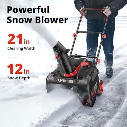 AMERISUN Gas Snow Blower 21-Inch, Single Stage 212cc Snow Thrower with Rotating 180°Adjustable Chute, Lightweight Foldable Gas Powered Snow Removal for Driveways, Sidewalks & Home Use