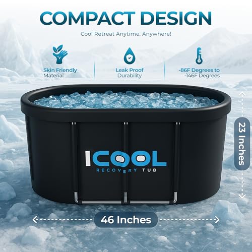 Upgraded Cold Ice Bath Tub for Athletes Wellness, 130 Gal XL Large Collapsible & Inflatable Cold Plunge Tub | 5 Layers for Post Exercise Recovery, Portable Bathtub for Home, Gym, Everywhere