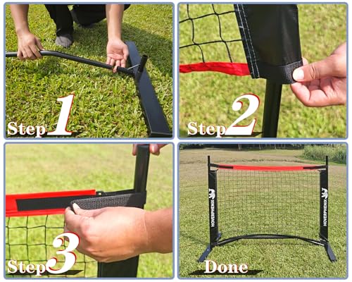 10FT Mini Pickleball Net, 4FT Adjustable Height Dink Training Rebounder Net with Paddles Set of 2, Pickleballs and Carry Bag for Outdoor Indoor Driveway Game, Easy Setup