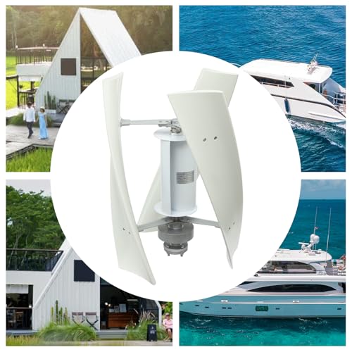 500W Vertical Axis Wind Turbine Generator, Permanent Magnet Generator with Intelligent Controller, Low Noise Helical Design Windmill for Home, Boats, Street Lighting (12V,500W,Style 3, White)