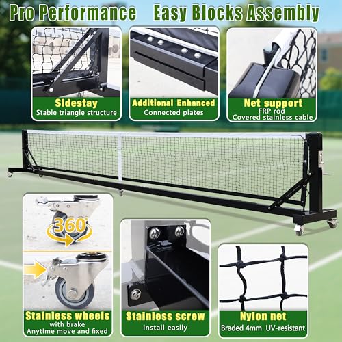 Defulion Heavy Duty Portable Pickleball Net- Rust-Proof Aluminum Frame,Quick Setup for Indoor/Outdoor Backyard Park Games,22ft Tournament-Grade,USAPA Compliant Net.