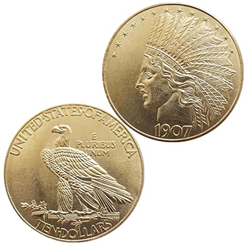 MarshLing Antique Liberty Indian Head Ten-Dollars Coin - Rare Coins Coins for Collectors Uncirculated Morgan Silver Dollars (Gold)