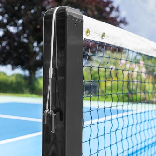 Vermont Pickleball Posts [Regulation Size] - Round or Square Posts, Optional Ground Sockets | Green, Black or Blue | For Hard or Grass Surfaces | POSTS ONLY (Square, Black, Without Ground Sockets)