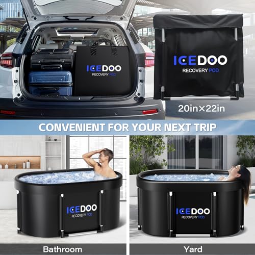 Wxtkkom New Upgrade XL 139-Gallon Oval Ice Bath Tub - 6 Layered Portable Bathtub, Drop-In Bathtubs Foldable with Cover Cold Plunge Tub for Athletes, Home Gym, Outdoor Recovery Use