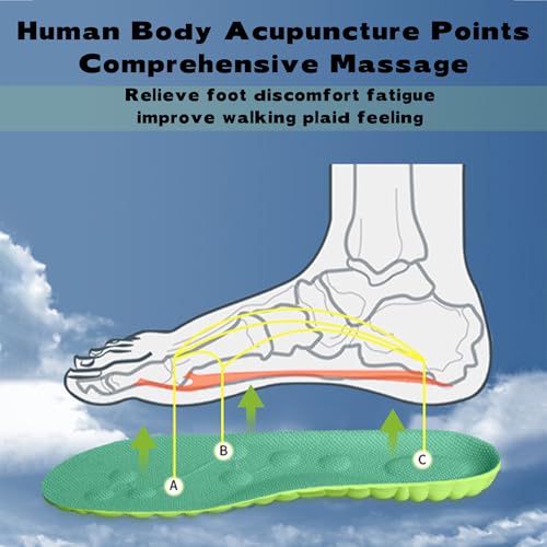 Pickleball Insoles - 2 Pairs of Pickleball Insoles for Men Women, 4D Cloud Arch Support Pickleball Inserts (Green,M11/W12)