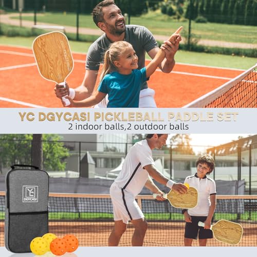 Pickleball Paddles Set of 2, 2026 USAPA Approved Pickleball Set, Fiberglass Lightweight Pickle Ball Rackets 2 Pack, 2 Outdoor Pickleball, 2 Indoor Pickleball Balls, 1 Pickleball Bag for Women and Men