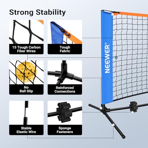 NEEWER 6ft Pickleball Net, Small Portable Foldable Driveway Equipment Accessories for Indoor Outdoor Pickle Ball Training & Practice, No Tools Required, PB01N