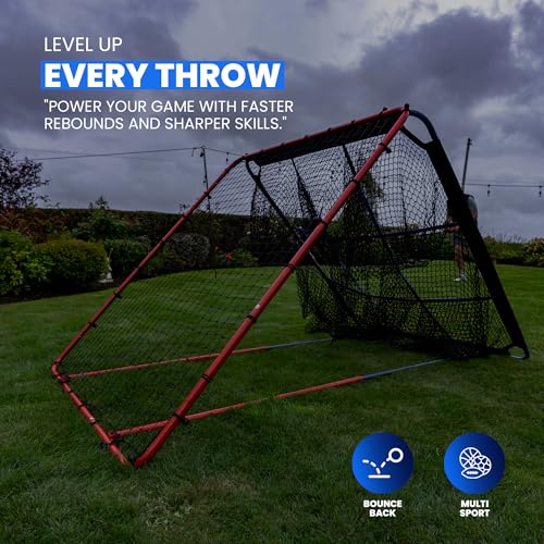 Baseball Rebounder Net | 12-Angle Baseball Pitching Net w/ 9 Pocket Nets – Softball & Baseball Training Equipment – Multi-Sport Bounce Back Net for Soccer, Volleyball, Basketball, Lacrosse & More
