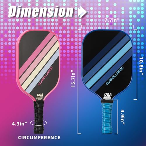 Pickleball Paddles Set of 2 Pickle Ball Paddles,USAPA Approved Pickleball Set of 2 Rackets,Fiberglass Surface & 13MM PP Honeycomb Core,Breathable Handle,4 Indoor & Outdoor Balls,1 Pickleball Bag